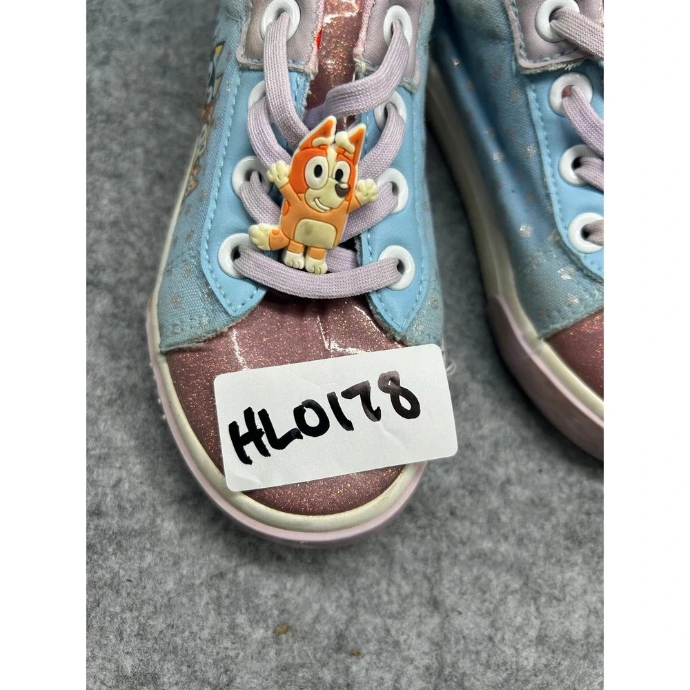 Ground Up Unisex Bluey Low Top Sneaker 10 Pink Blue Glitter Character Charm